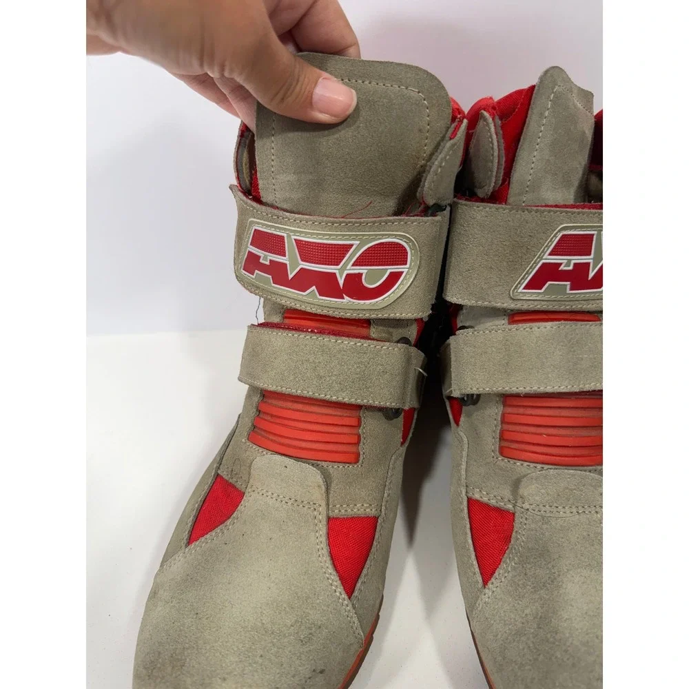 Vintage AXO Grey Red Suede Motocross Sport Boots High Top 90s Favaro Design‎